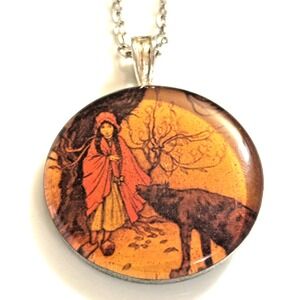 Vintage‎ Necklace "Little Red-Riding-Hood" The Fairy Book, Mulock, Gift Idea💥
